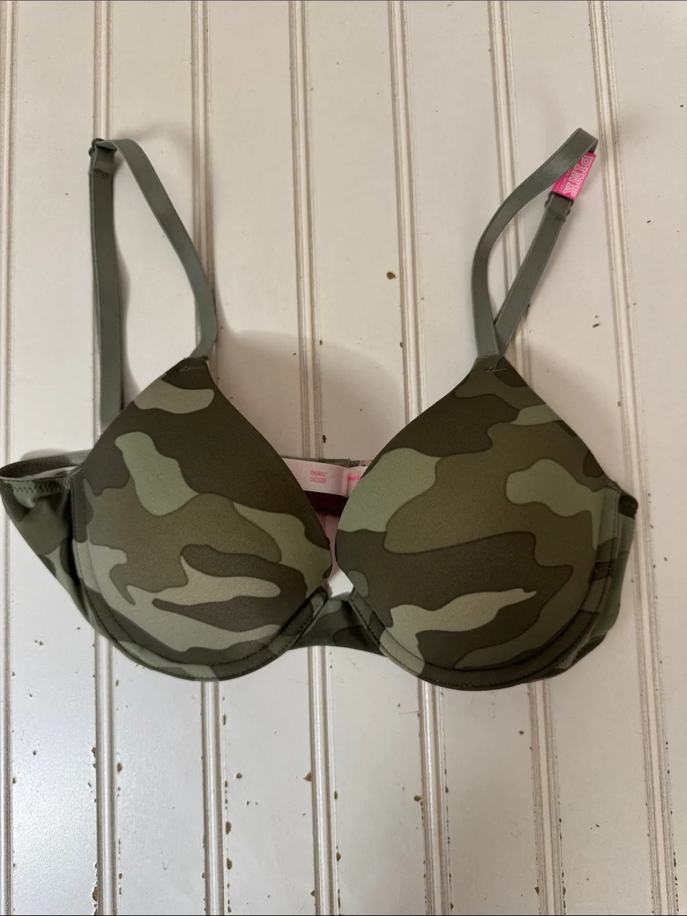 PINK Victoria's Secret Wear Everywhere Push-Up Bra 32B Green Camo‎ Earthy
